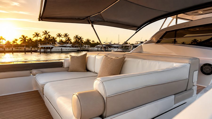 Cockpit under a fitted bimini